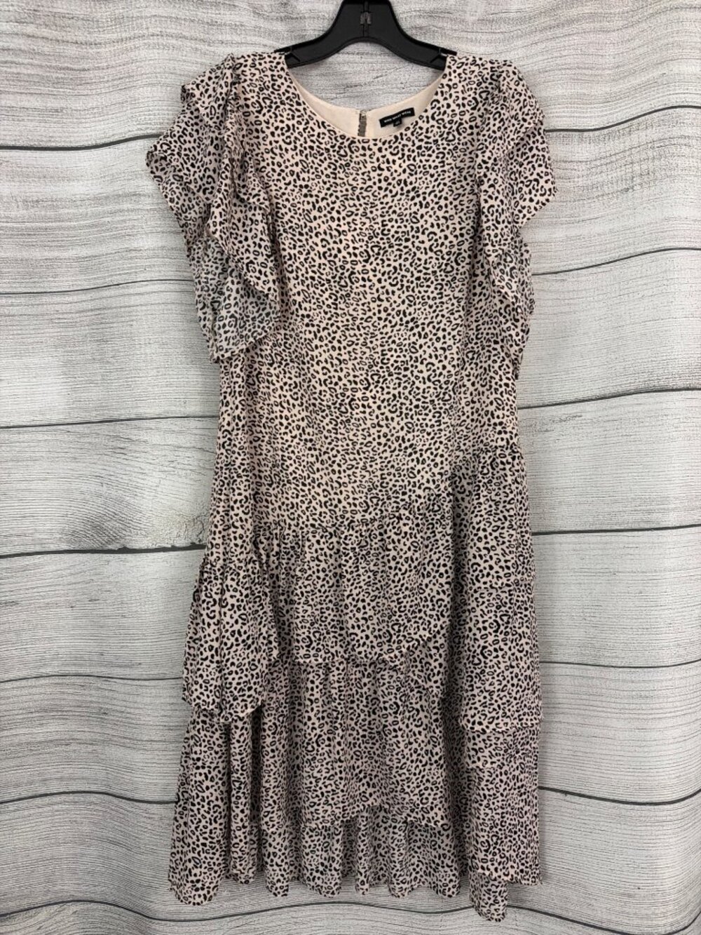 Who What Wear Leopard Print Ruffles Dress Size M